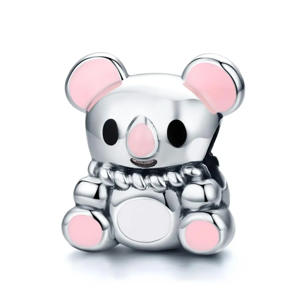 

XINHUI Fashion Genuine 100% 925 Sterling Silver Animal Cute Bear Bead Charm Bracelet & necklace Women Party DIY Jewelry Gifts