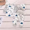 Newborn Kids Baby Girls Boy Clothing Striped Tops+Cartoon Dinosaur Pants Clothes Sets Infant Rompers Pleasant Children's Costume 1