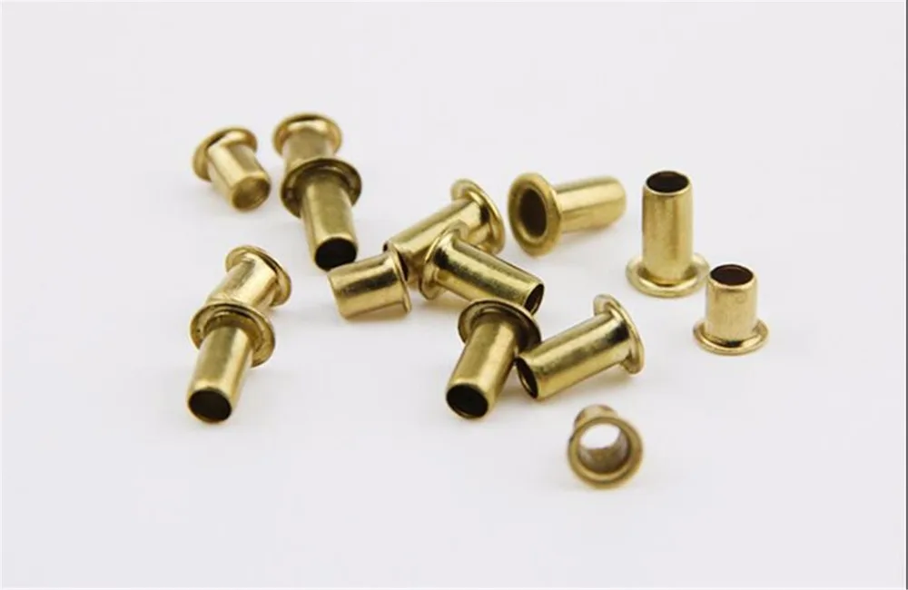 500/1000pcs M2 Series Brass Eyelet Rivet Nut Copper Through Hole Rivets