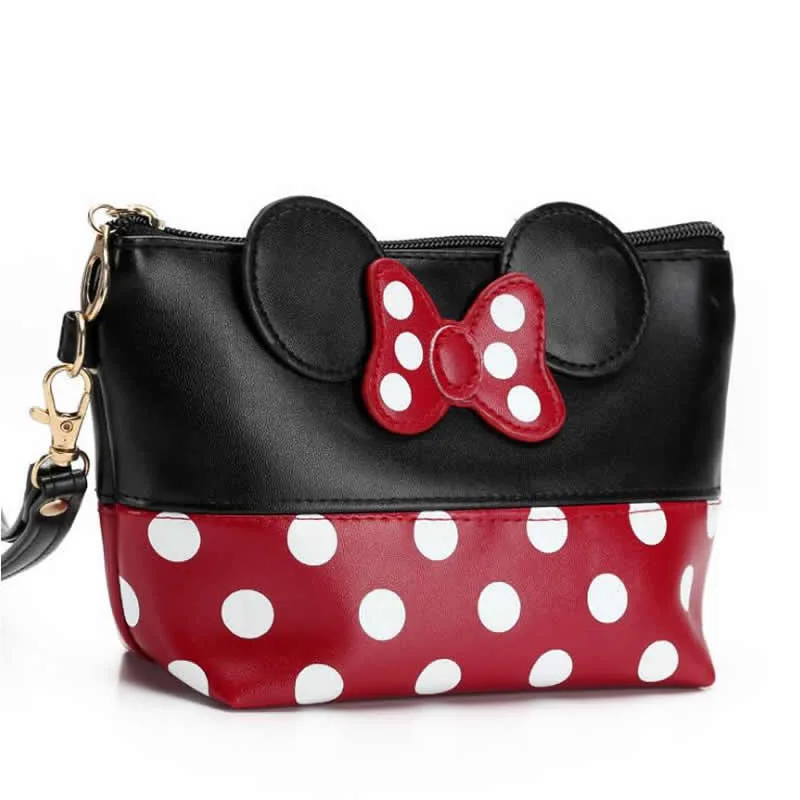 

Travel Cosmetic Bag Cartoon Bow Makeup Case Women Zipper Hand Holding Make Up Handbag Organizer Storage Pouch Toiletry Wash Bags