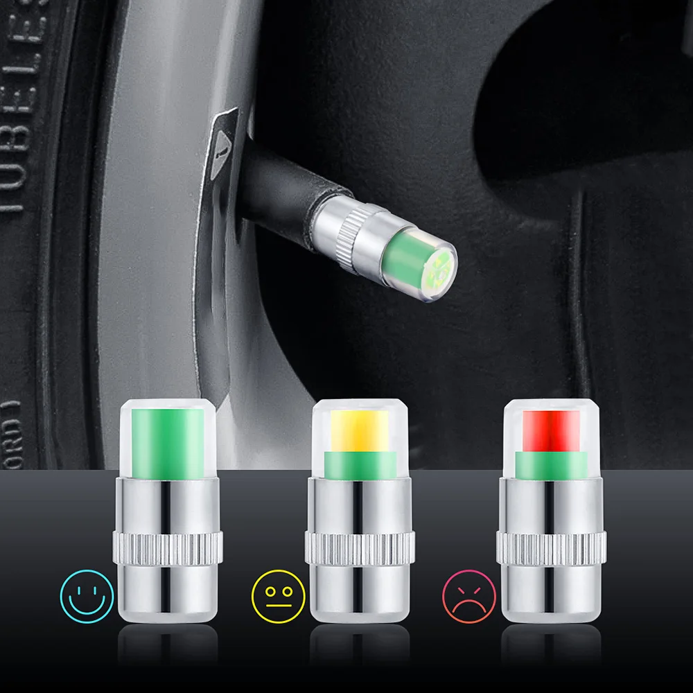 

4Pcs/set Useful Cars Tire Air Pressure Monitor Alert Indicator Tire Valve Cap Gauge Car Accessories