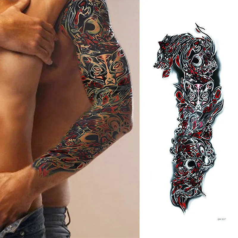 1 шт. временная татуировка наклейка тигр полный цветок татуировки с боди арт большой поддельные татуировки стикер