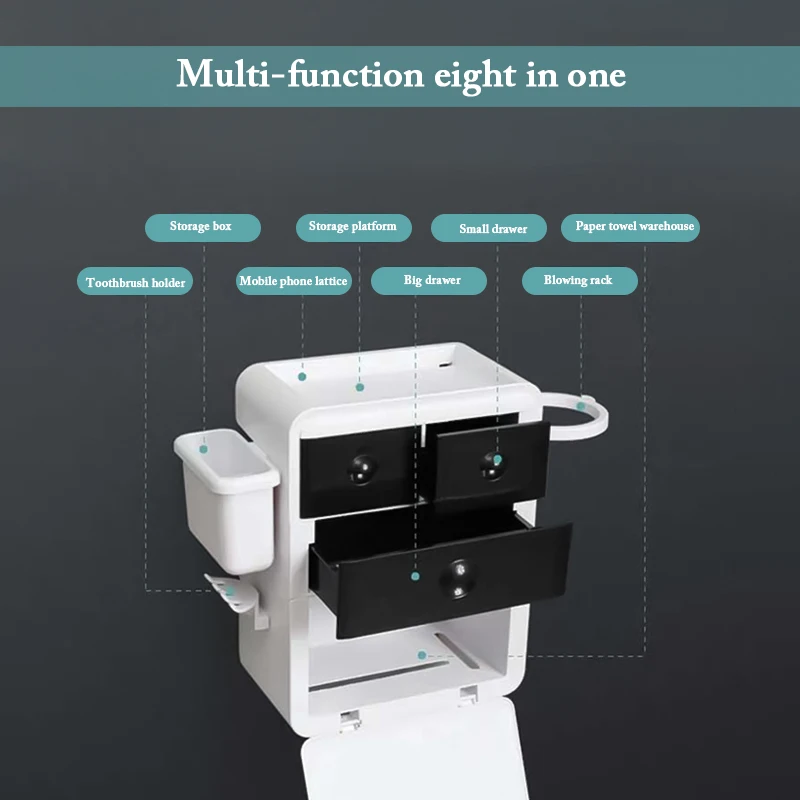 Держатель для туалетной бумаги настенная полка для ванной комнаты для фена Многофункциональный водонепроницаемый держатель для зубных щеток Бумажная Коробка органайзер для ванной комнаты