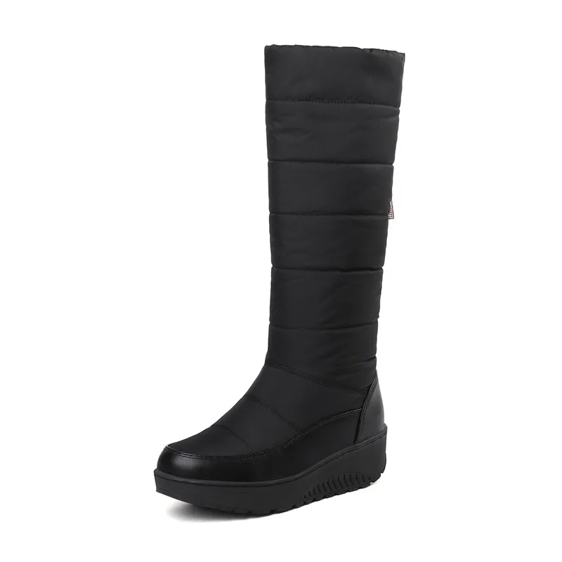 MEMUNIA/Новинка года; высокие сапоги до колена; женские водонепроницаемые зимние сапоги с бахромой; обувь на платформе; женские зимние сапоги; большие размеры 44 - Color: Black