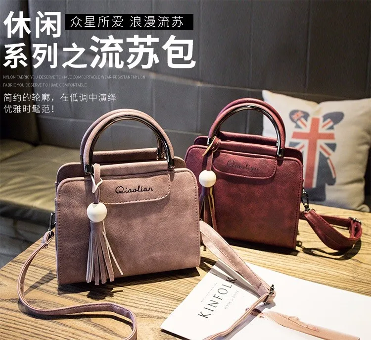 Free shipping, 2018 new women handbags, simple fashion flap, trend tassel woman messenger bag, Korean version shoulder bag. 9