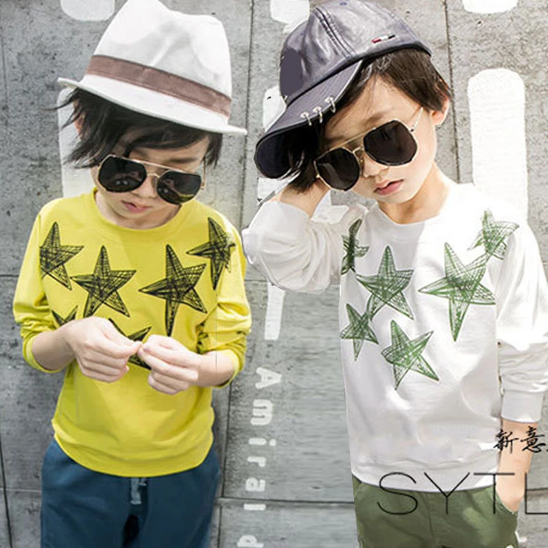 

2019 Boys Spring Autumn Shirts kids tops Clothes children t-shirts for Baby Boys long sleeve t shirts Star fashion tag100~150