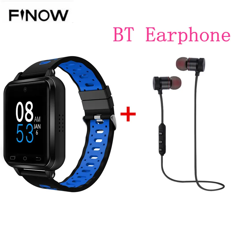 FINOW Q1 PRO 4G Smartwatch телефон 1,54 дюймов Android 6,0 Смарт часы gps Bluetooth MTK6737 четырехъядерный 1,3 ГГц 8 Гб rom часы для мужчин - Цвет: blue add earphone