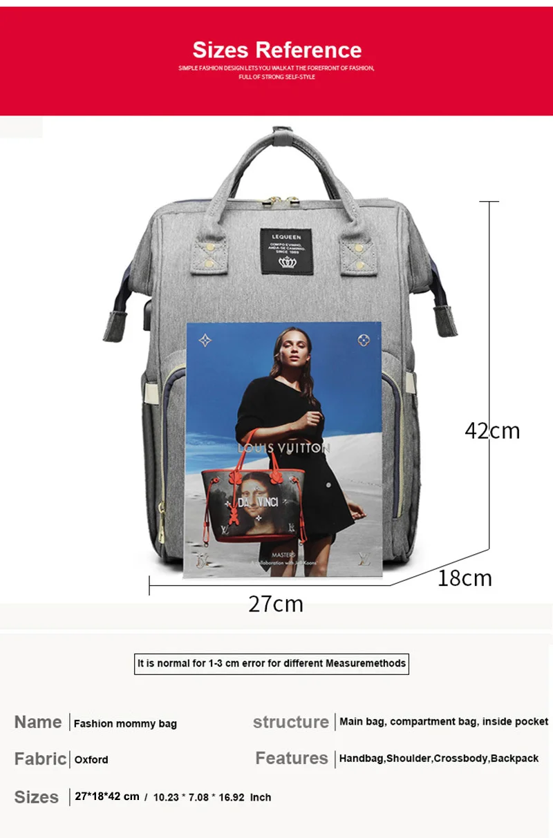 LEQUEEN для беременных водонепроницаемая сумка для подгузников usb зарядка большие Мумия Рюкзаки для кормящих мам сумка для подгузников уход за ребенком Органайзер сумка с крючками