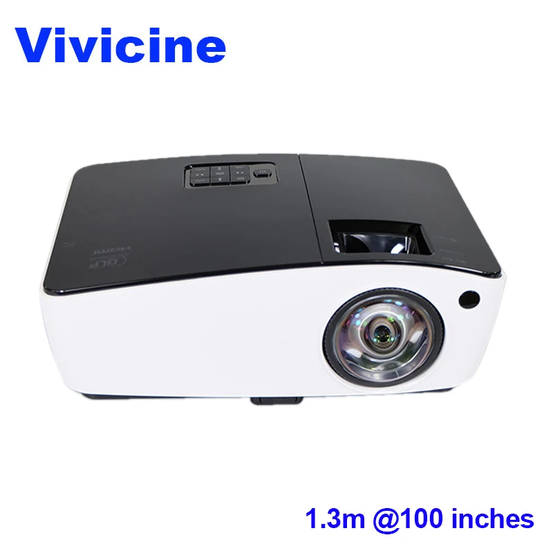 

Vivicine Short Throw Projector,6000Lumens High Brightness,Portable Fish-eye Lens Business Education Short Focus Proyector Beamer