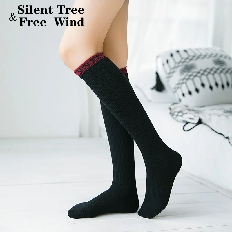 Japanese Preppy Style Basic Stocking Women's Cute Solid Letter Sweet