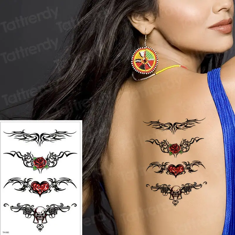 Временная татуировка наклейка Водонепроницаемая бабочка цветок талия тело искусство Летний лист для тату поддельные татуировки на руку