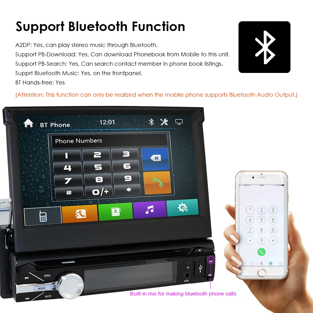 Flash Deal Single 1 Din Car DVD Player Universal Car Radio Stereo Headunit With RDS Bluetooth Touch Screen+ Rear Camera+Map 4