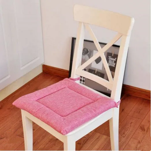40*40 см Толстая осенняя и зимняя подушка для стула простая льняная подушка для студенческого сиденья одноцветная подушка для офисного стула - Цвет: Rose red