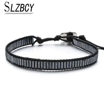 

Fashion Seed Beads Wide Bracelets Handmade Braided Black Red Wax Rope Adjustable Bracelet Wristband For Women Simple Jewelry