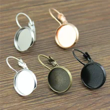 10 шт., 9 цветов, 12 мм, стеклянный кабошон, высокое качество, медный материал, Французский рычаг, серьги, основа, оправа, ювелирное изделие