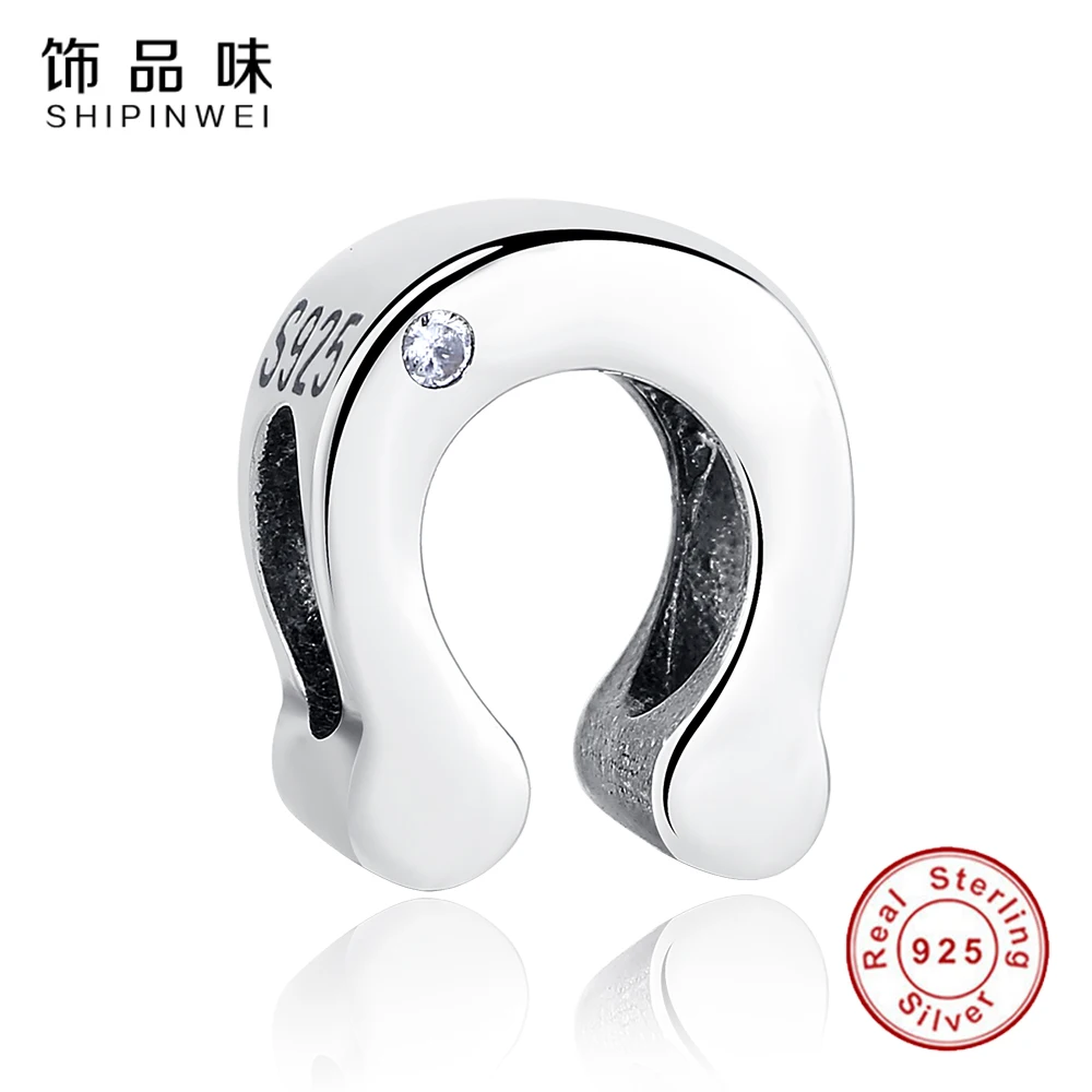 

EVOJEW Authentic 100% 925 Sterling Silver Horseshoe Letter U Beads Fit Pandora Original Charms Bracelet DIY Jewelry Making