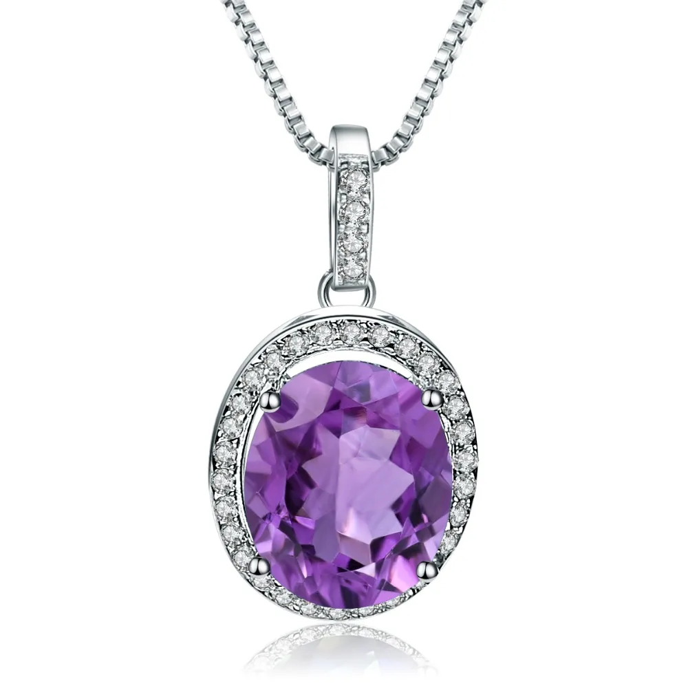 

GEM'S BALLET 925 Sterling Silver Birthstone Fine Jewelry 1.79carat Natural Amethyst Gemstone Pendant Necklace for Women Wedding