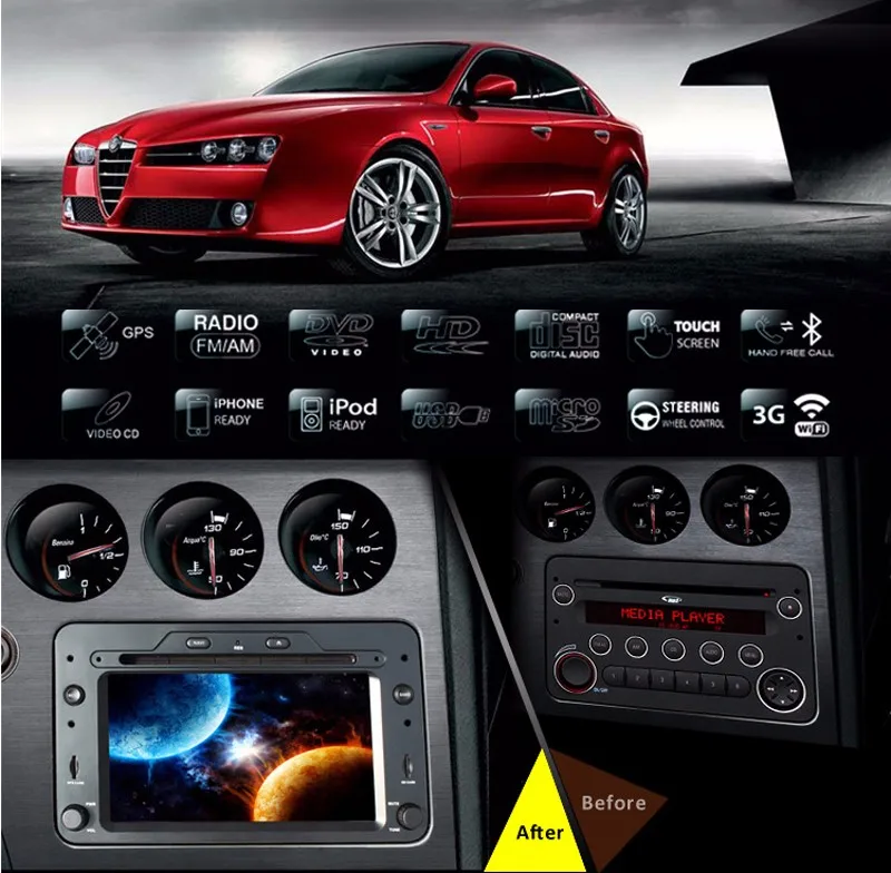 Perfect IPS 2 Din Auto Radio Android 9.0 For Alfa/Romeo/Spider/Brera/159 Sportwagon RAM 2G Car Multimedia Video DVD Player GPS USB DVR 4