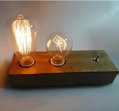 Настольные лампы Эдисон VintageTable Light с 2 лампами в Америке Лофт Syle Деревянный светильник Настольный Abajour Lamparas Luminaria De Mesa