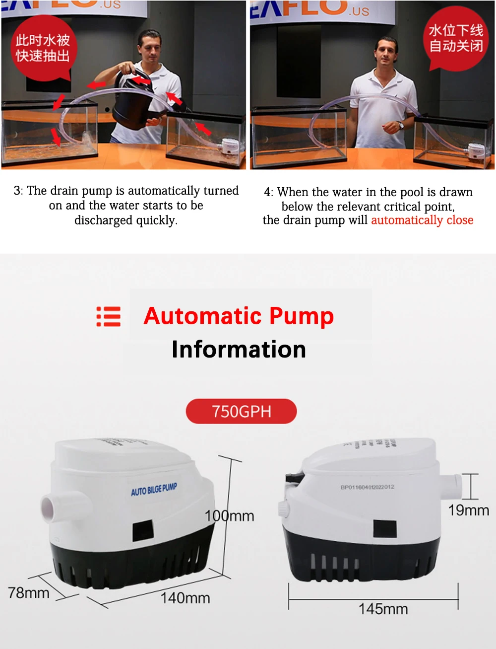 barco automático 12v 24v auto dc submersível