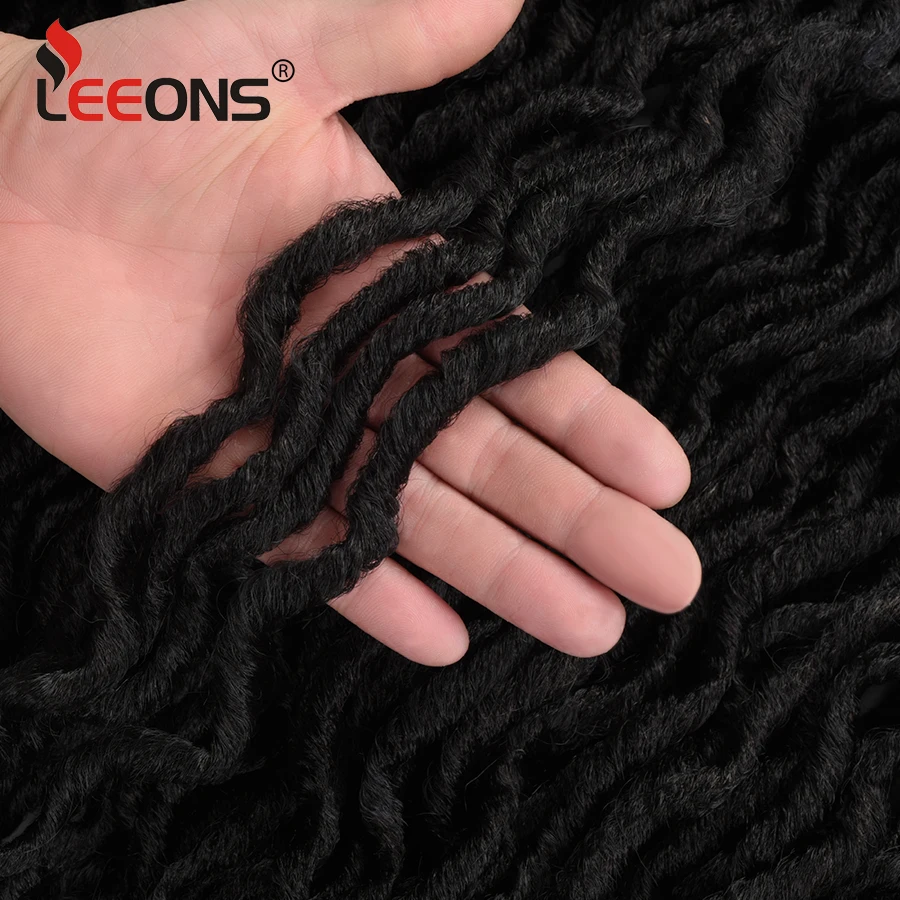 Leeons Kanekalon Crochet Hair Braids 12 Inch Faux Locs Synthetic Hair Pre Loop Crochet Hair Curly Goddess Nu Locs Brown Black
