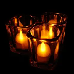 24 шт. светодиодный Чай свет свечи реалистичные Батарея-приведенный Беспламенное может костюм для всех видов вечерние церкви