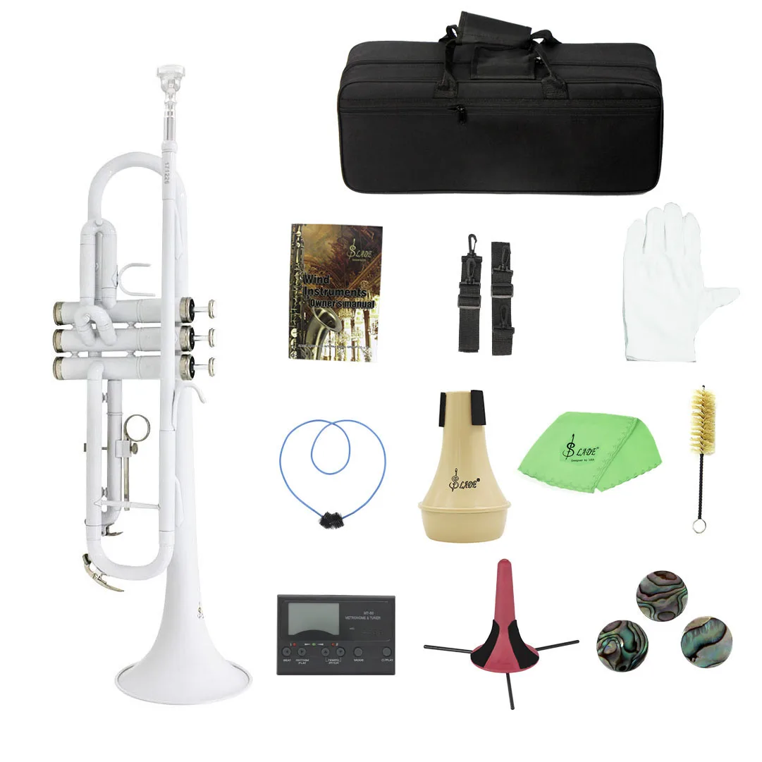 Brass Trumpet Bb B Flat with Mouthpiece Carry Bag Tuner Mute Stand Gloves Cleaning Tools Wind Instrument for beginners | Спорт и