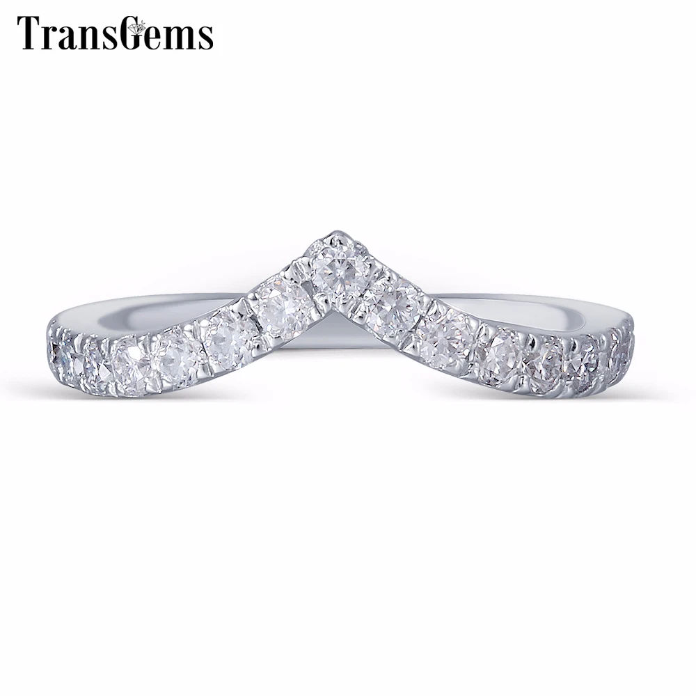 

Transgems 0.53CTW 2mm Moissanite Half Eternity Anniversary Wedding Band Guard Ring Silver Band