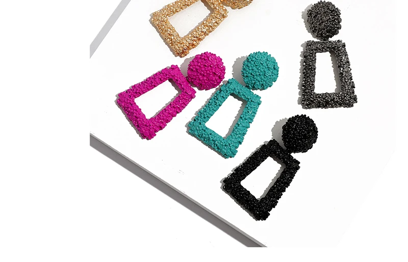Bohemian Gold Big Drop Earrings For Women Danging 2018 Za Statement Geometry Metal Long Earings Fashion Jewelry Accessories (5)