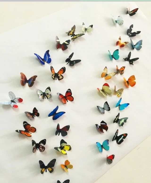1Set/19pcs Home stereo Butterfly Stickers,Butterfly,Exclusive wall