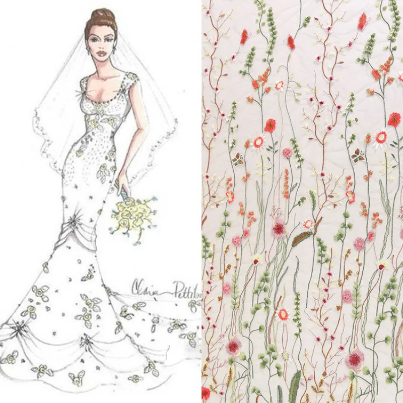 

RUBIHOME New Arrival 50x130cm Soft African Lace Fabric Embroidery Cloth for Women Fashion Wedding Dress