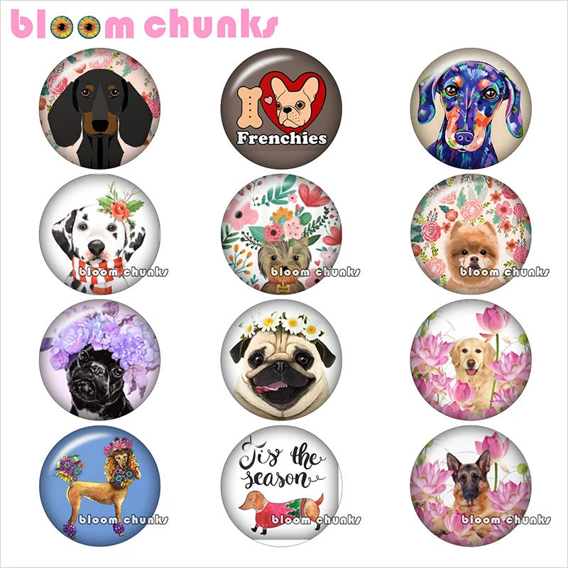 

cabochon flower dog Round photo glass demo flat back Making findings 12mm/18mm/20mm/25mm TL1029