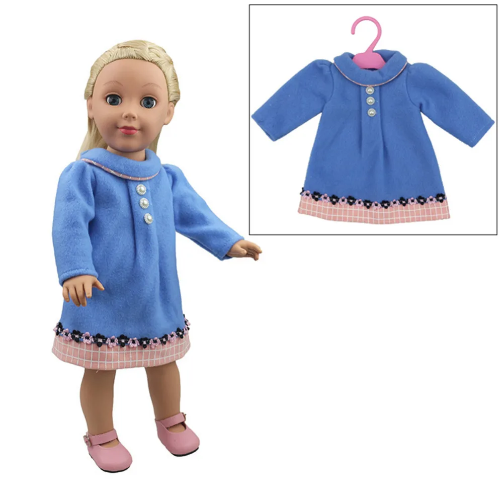 

New Handmade Doll Clothes Blue Dress Winter Cloak Coat with Round Collar Fits 18 inch Girl Doll Accessories Wholesale