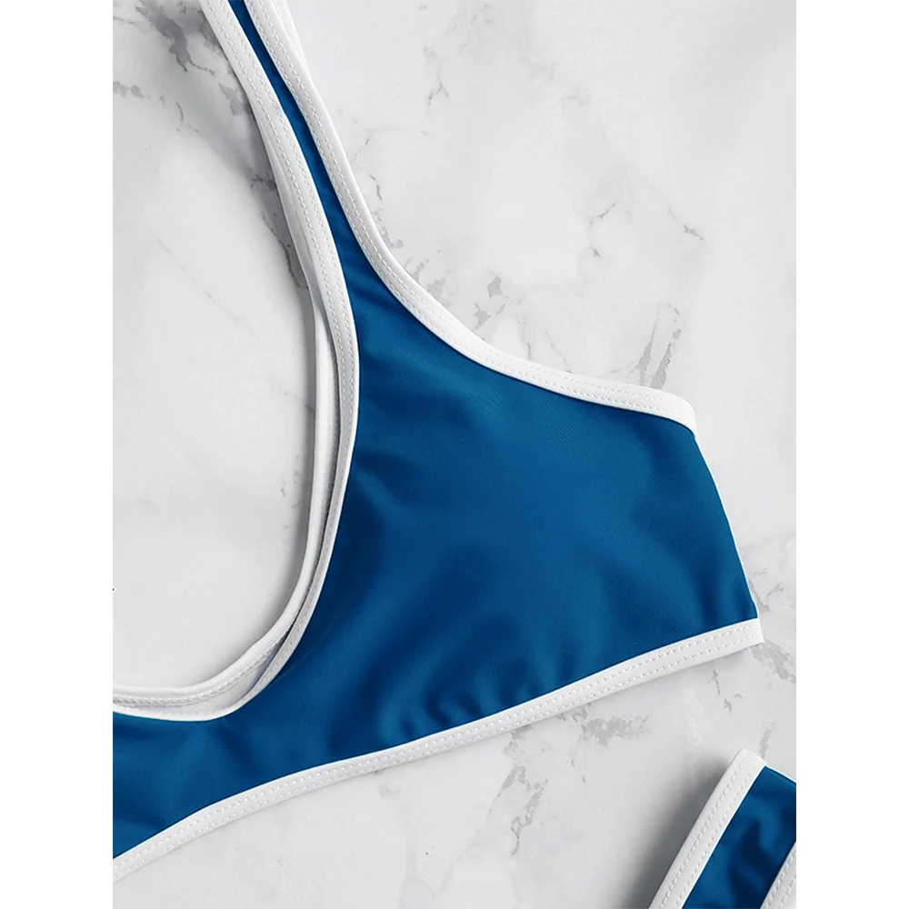  &quotZAFUL контрастной отделкой бикини Bralette стринги с высокой посадкой 2018