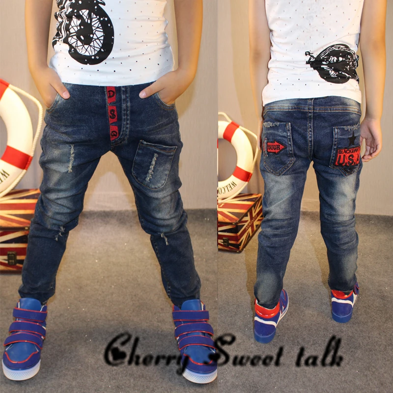 

High quality ,New children clothing Vestidos Boys Jean kids ripped jeans for Middle school students Jeans boys. 3-14 Y, 86173