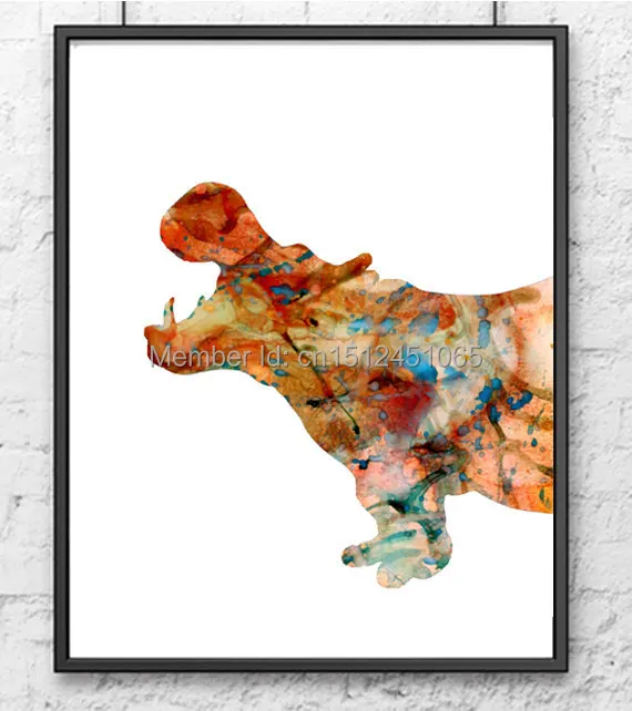 Elephant Giraffe Hippo African Animals Art-3