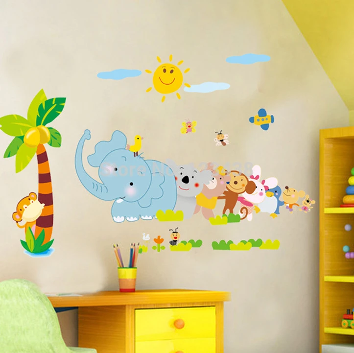 大きな子供ルーム装飾ジャングル動物壁紙45 60 センチ Wallpaper Monitor Wallpaper Laptopwallpaper Flower Aliexpress