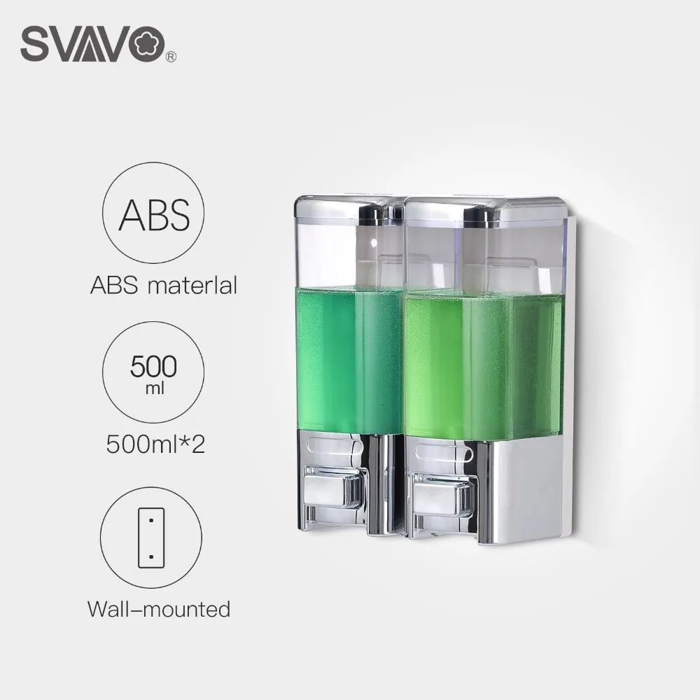 500ml*2 Wall Mounted Hand Pressing Double Soap Dispenser Hotel Bathroom