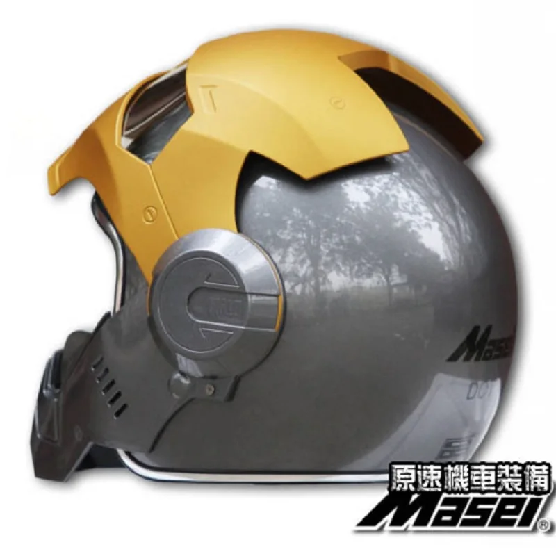 Шлем мотоциклетный с открытым лицом серого и золотого цвета 610|ironman motorcycle helmet|face