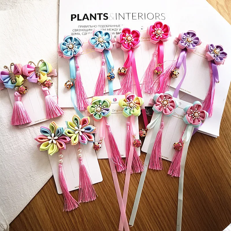 

2pcs/lot Kids Girls New Year Hairpin Hair Clip Tassel Claw Child Children Party Club Headdress Hair Band