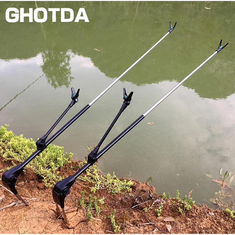  	Fish Rod Stand Bracket Angle Adjustable Fishing Rods Holder 1.7M 2.1M Telescoping Fishing Tool Hand Rod Holder