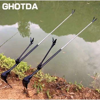 

Fish Rod Stand Bracket Angle Adjustable Fishing Rods Holder 1.7M 2.1M Telescoping Fishing Tool Hand Rod Holder
