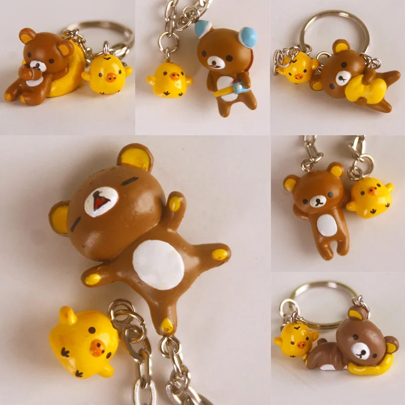 

IVYYE 1PCS Rilakkuma Anime Action Figure Key Chain PVC Figures Keyring Toys Keychain Keyholder Unisex Gifts NEW