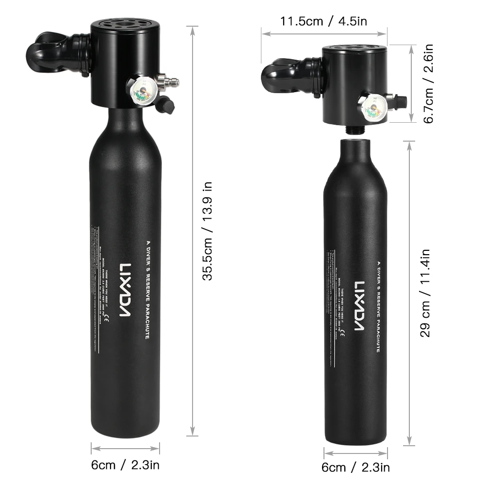 LIXADA регулятор для подводного плавания 0.5L кислородный баллон для дайвинга воздушный резервуар для дайвинга респиратор с манометром для подводного плавания дыхательное оборудование
