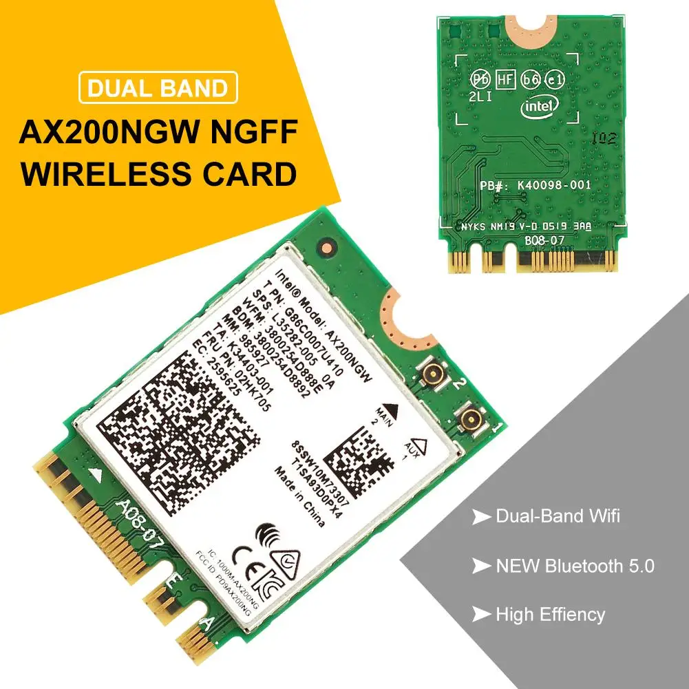 

Dual Band Wireless AX200NGW 2.4Gbps 802.11ax Wireless Intel AX200 WiFi Card Bluetooth 5.0 for Windows 10