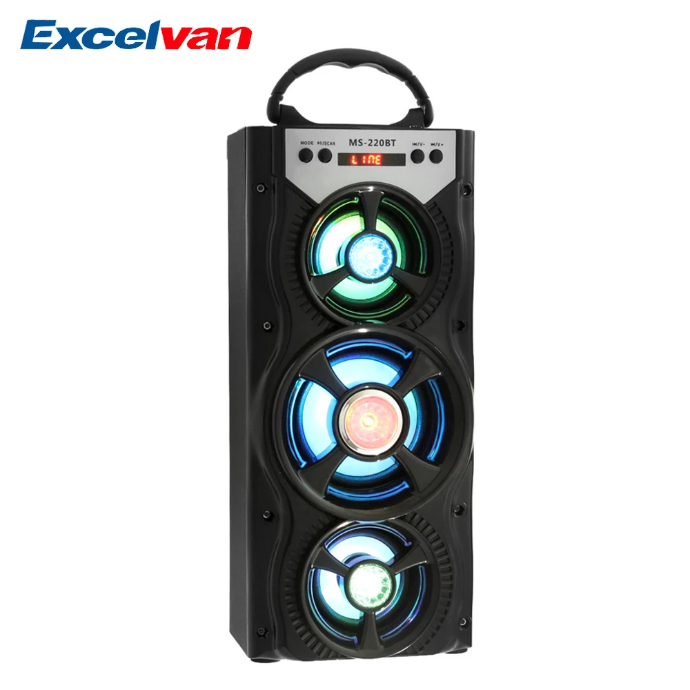 Excelvan MS 220BT Портативный беспроводной Bluetooth динамик 10 Вт fm радио AUX с аккумулятором