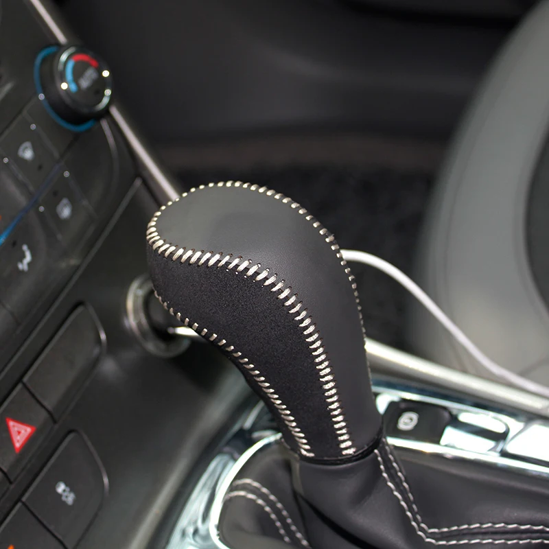 

Top layer leather case on the gear shift lever for Chevrolet Malibu AT gear knob cover accessories gear stick case ppc cpr handl