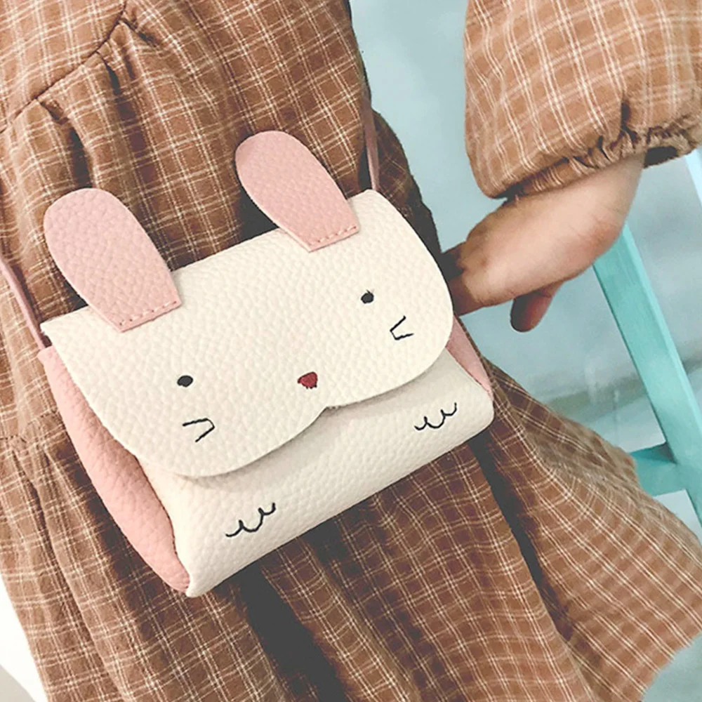 

Plush Backpacks Children Small Messenger Bag PU Mini Cute Girl Kids Shoulder Handbag Crossbody Purse Money baby rabbit Bags 2019