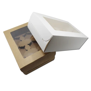 

24*15.5*7.5cm 50Pcs/ Lot DHL Party Gift Packaging Paper Boxes Biscuit Cake Snack Packing Cardboard Paper Box With Platic Window