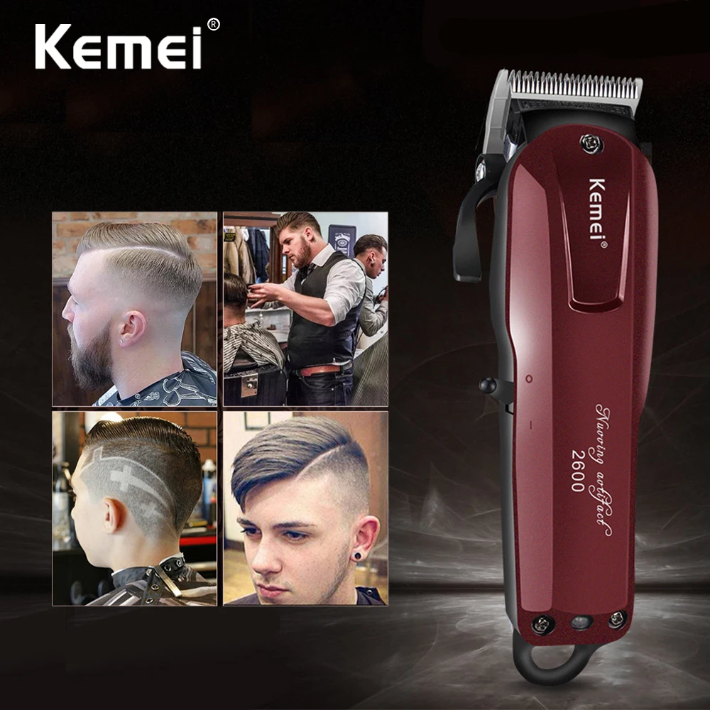 

KEMEI Professional Electric Hair Trimmer Beard Shaver Rechargeable Hair Clipper Titanium Knife Hair Cutting Machine KM-2600